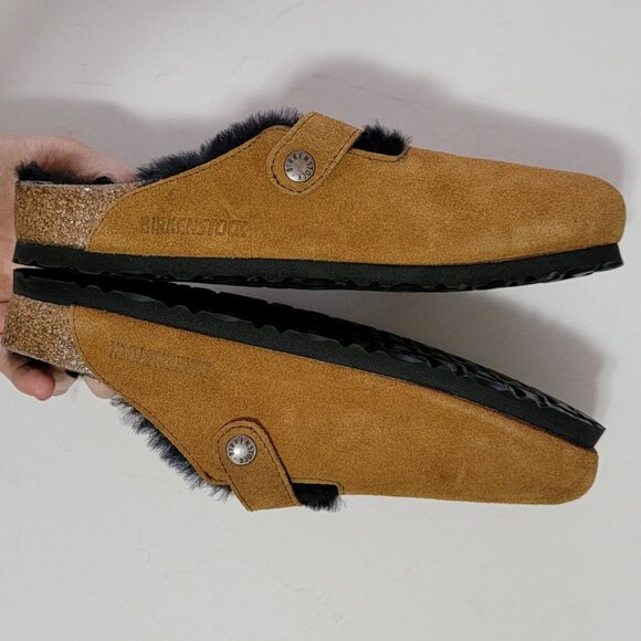 NEW Birkenstock Boston Shearling Mules Womens 39 8/8.5 Wide Suede Cozy Comfort - Picture 7 of 8